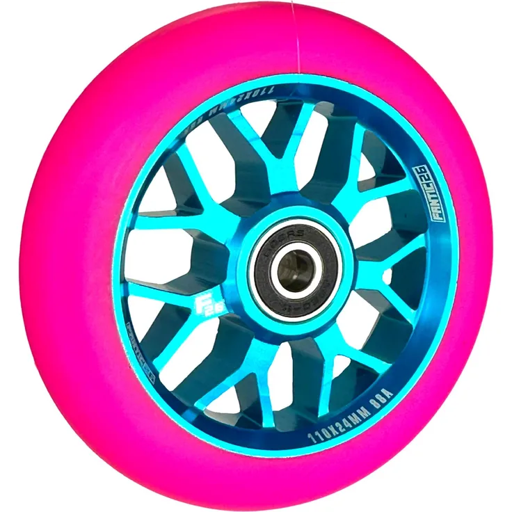 Fantic26 Spy7 Stunt-Scooter Rolle 110mm Abec11 Türkis/Pu Pink, Aluminiumkern, ABEC-11-Kugellager, 88A Härte