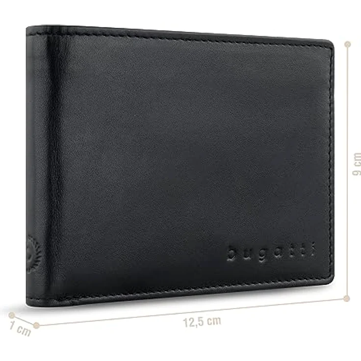 Bugatti Primo Geldbeutel Männer Leder - Geldbörse Herren Schwarz - Portmonaise Portemonnaie Portmonee Brieftasche Wallet Ledergeldbeutel – Bild 2