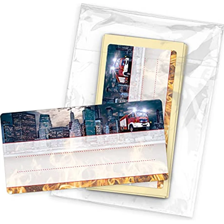 itenga 40x Buchetiketten Heftetiketten 9x4,5cm, selbstklebende Schulheft Etiketten mit Feuerwehr-Motiv, beschreibbar – Bild 3