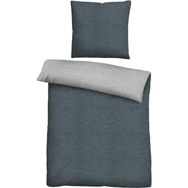 Traumhaft schlafen - Castell - Markenbettwäsche Bettwäsche Jersey 0070732 Uni 1x 135x200 cm + 1x 80x80 cm, Titanium - 100% Baumwolle, hautsympathisch, atmungsaktiv