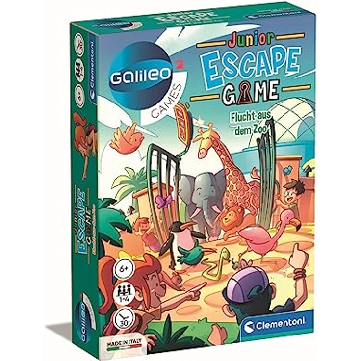 Clementoni Galileo Escape Game Junior - Flucht aus dem Zoo, Brettspiel für Kinder ab 6 Jahren - Gesellschaftsspiel & Familienspiel, 11.2 x 15.6 x 3.2 - Preisvergleich – Bild 1