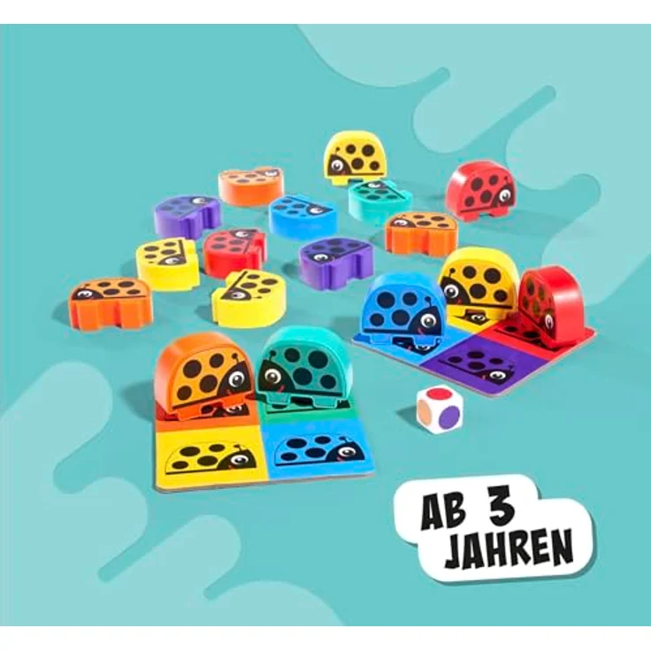 Noris 606012047 - 3 bunte Käfer-Spiele - 36 witzige Käfer Bausteine mit 3 Spiel-Ideen, Spielzeug für Kinder ab 3 Jahre – Bild 3