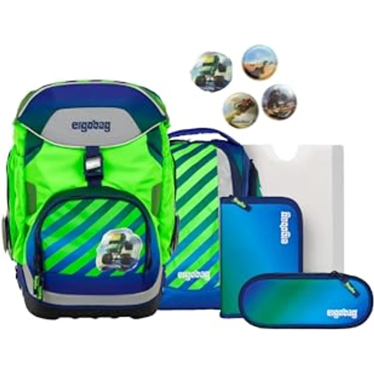 ergobag Schulranzen Schulranzen-Set PACK TruckBär 6-teilig, ergonomisch, höhenverstellbar, Your-Size-System, 20 Liter Volumen – Bild 1
