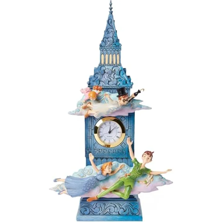 Enesco Disney Traditions Peter Pan Uhrenfigur, detailreiches Zifferblatt, Blau