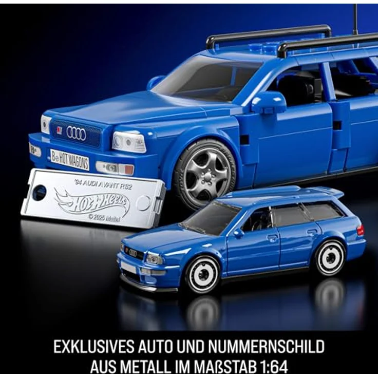 Mattel® Modellbausatz 94 Audi Avant RS2, Maßstab 1:32 mit Aufklebern, 2 Radkappen-Sets und Die-Cast-Auto – Bild 5