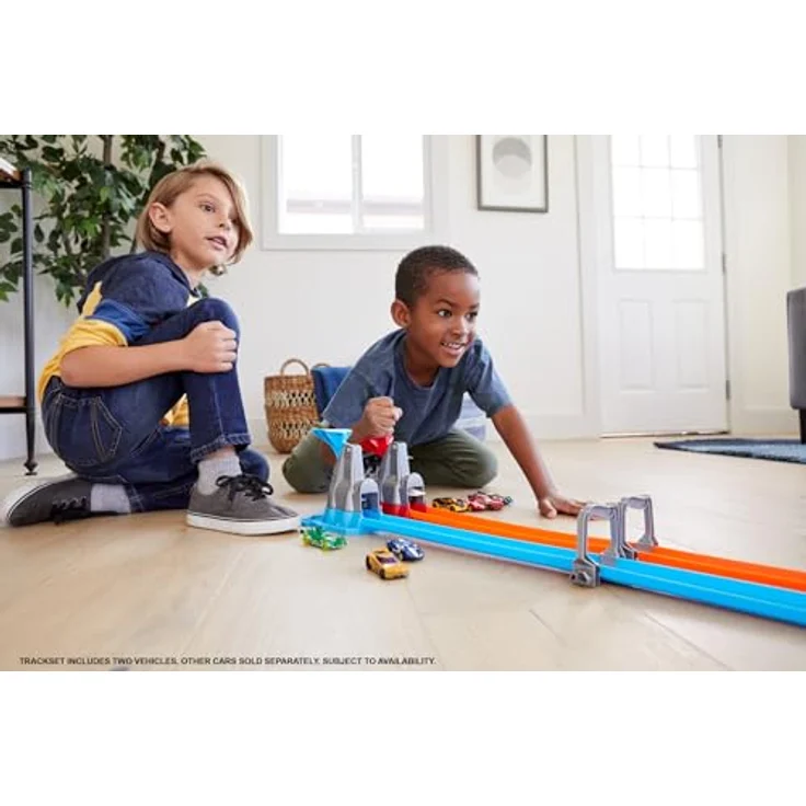 Hot Wheels Zweispurige Looping Rennstrecke GFH85, mit 2 Fahrzeuge im Maßstab 1:64, über 3,6 m Länge, ideal für Kinder von 5 bis 10 Jahren – Bild 2