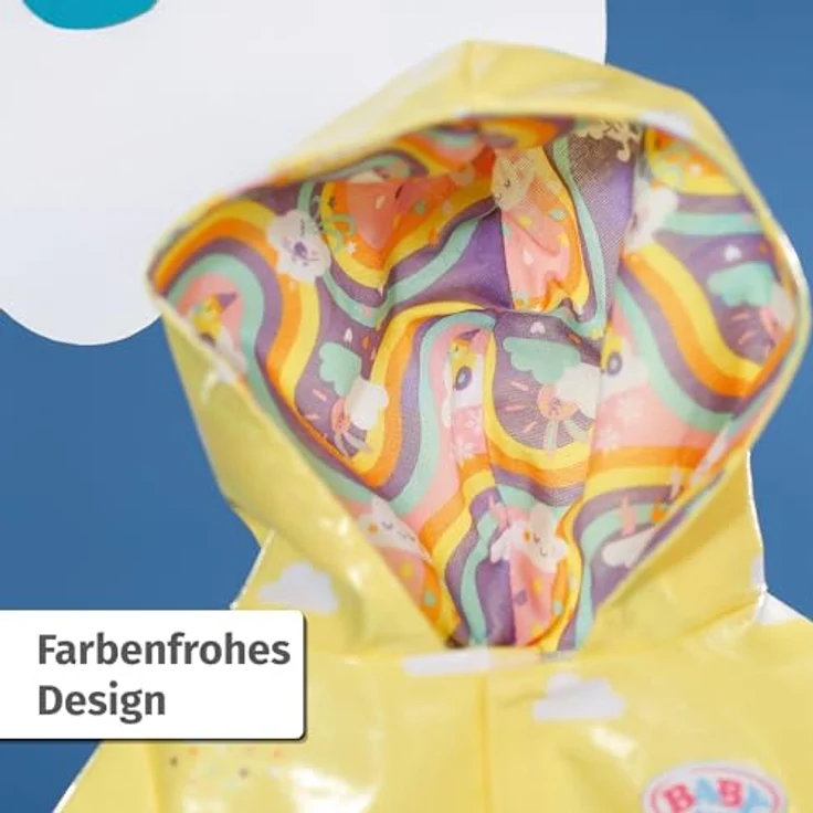 Baby Born Puppenkleidung Deluxe Regen-Outfit 43 cm, Gelb/Rosa, mit Regenmantel, Regenhose und Gumistiefeln – Bild 5