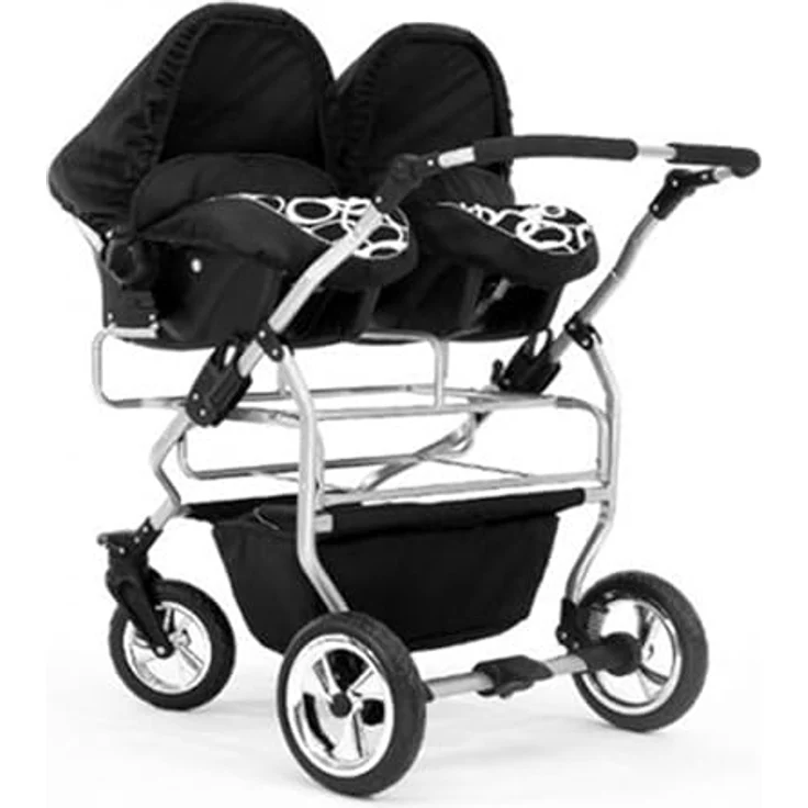 Elcar Zwillingskinderwagen 4 in 1 Duo inkl. Autositze - 13 Teile - in 20 Farben, variable Montage, Federungen und Luftbereifung – Bild 4