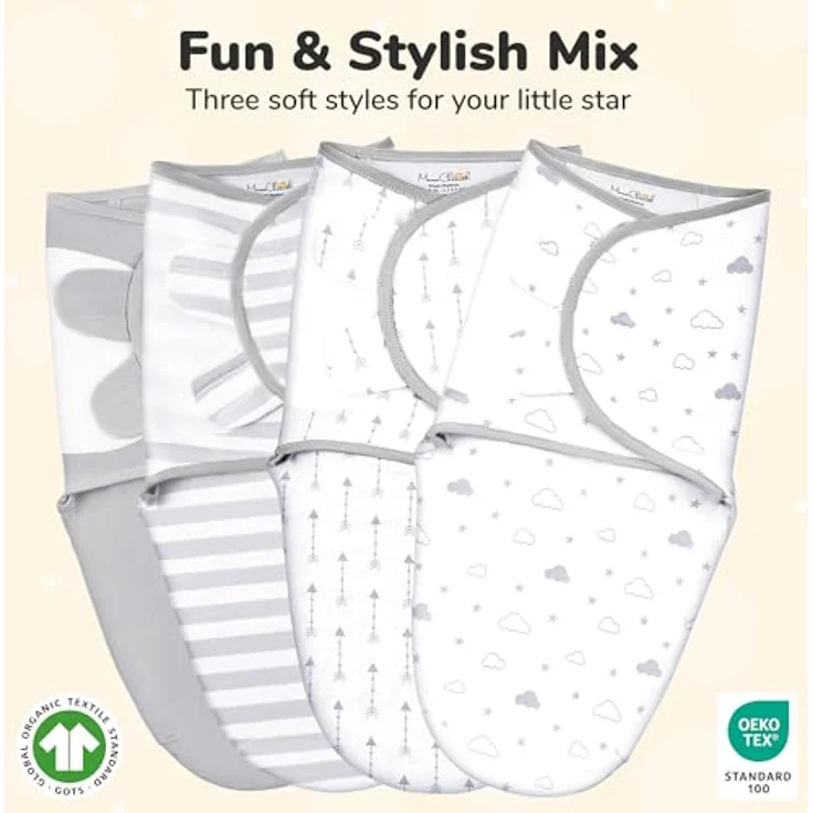 Mama Cheetah Baby Swaddle Sack, Bio-Baumwolle Einschlagdecke, verstellbare Swaddle Schlafsäcke für Neugeborene 0-3 Monate, unisex, 4-Pack – Bild 2