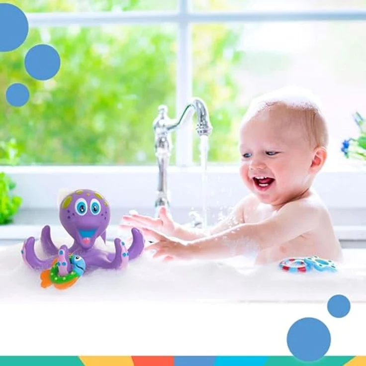 Nuby Schwimmende Krake mit 3 Ringen, Interaktives Badspielzeug für Babys und Kinder, Fördert Hand-Augen-Koordination, Ab 18+ Monaten – Bild 2