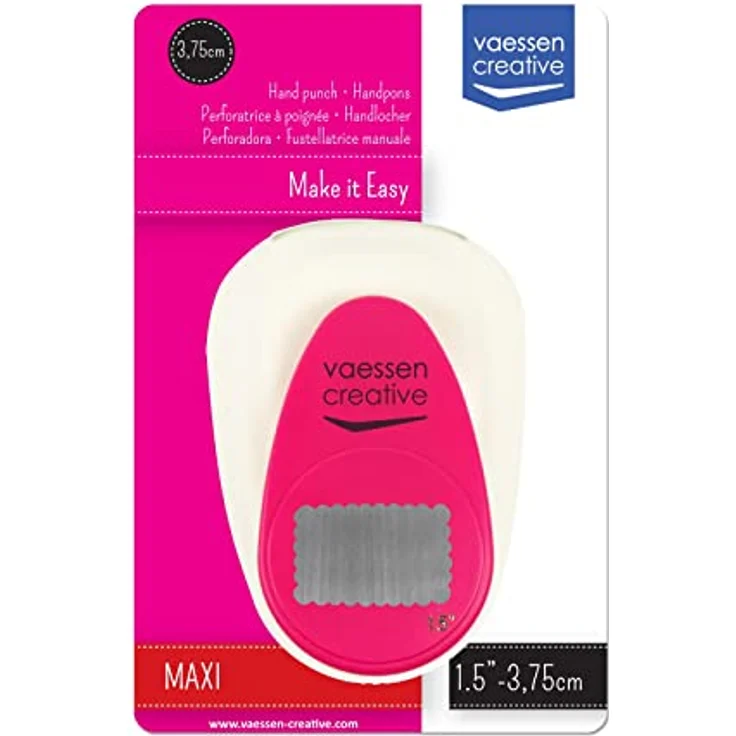 Vaessen Creative Motivstanzer Rechtecke, 2.1 x 3.4 cm, für Bastelpapier bis 160 g/m², Weiß/Rosa – Bild 3