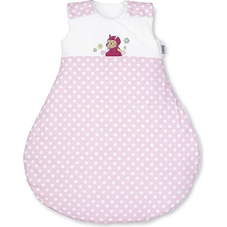Sterntaler Schlafsack für Babys, Reißverschluss und Knöpfe, Größe: 62/68, Katharina, Weiß/Rosa