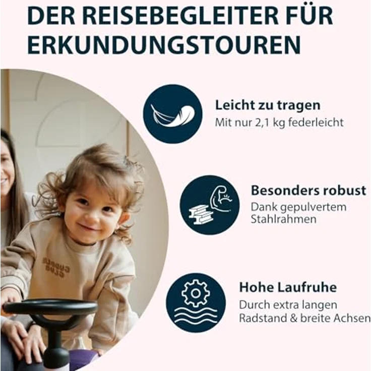HUDORA Laufrad Up 6 Zoll Pixie, leichtes Lauflernrad für Kinder ab 12 Monaten, hohe Kippstabilität, max. Gewicht 20 kg, 4 Räder, geeignet für 73-80 cm Körpergröße – Bild 4