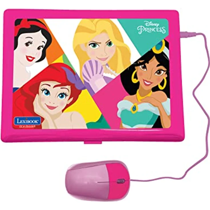 Lexibook JC598DPi3 Disney Princess-Zweisprachiger Laptop für Bildungszwecke Englisch und Deutsch, 124 Aktivitäten, Mathematik, Logik, Musik, Uhr, Spiele-Spielzeug für Mädchen, Rosa – Bild 3