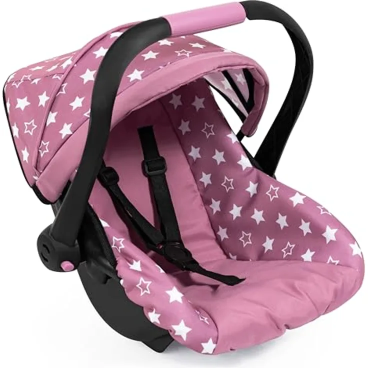 Bayer Design 67976AB Puppenautositz, mit Dach und verstellbarem Griff, für Puppen bis 46 cm, Nordisches Rosa