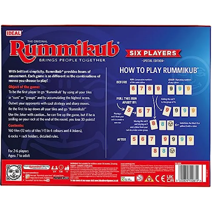 IDEAL Rummikub 6 Spieler Edition, Familienspiel für 2–6 Spieler, ab 8 Jahren, inklusive Smart-Timer und Online-Tutorial – Bild 3