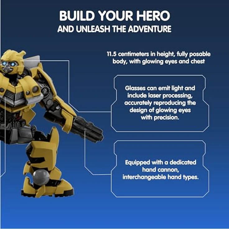 BLOKEES Transformers Figurine Plastic Model Kit Classic Class 02 Bumblebee, bewegliche Bausteinfigur mit leuchtenden Funktionen, geeignet für Sammler ab 12 Jahren – Bild 5