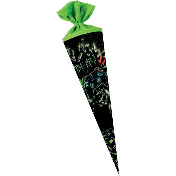 Nestler Schultüte Play & Win, 70 cm rund, Filzverschluss, mit hochwertigem Druck, stabile Pappe – Bild 1