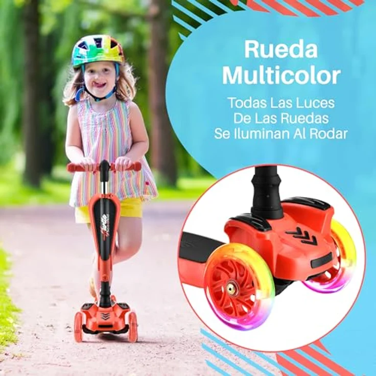 Hurtle 3-Rad-Roller für Kinder, verstellbarer Tretroller mit rutschfester Plattform, bunten LED-Radlichtern, abnehmbarem Sitz und Lean-to-Steer-Technologie, für Jungen/Mädchen, 2-12 Jahre – Bild 5