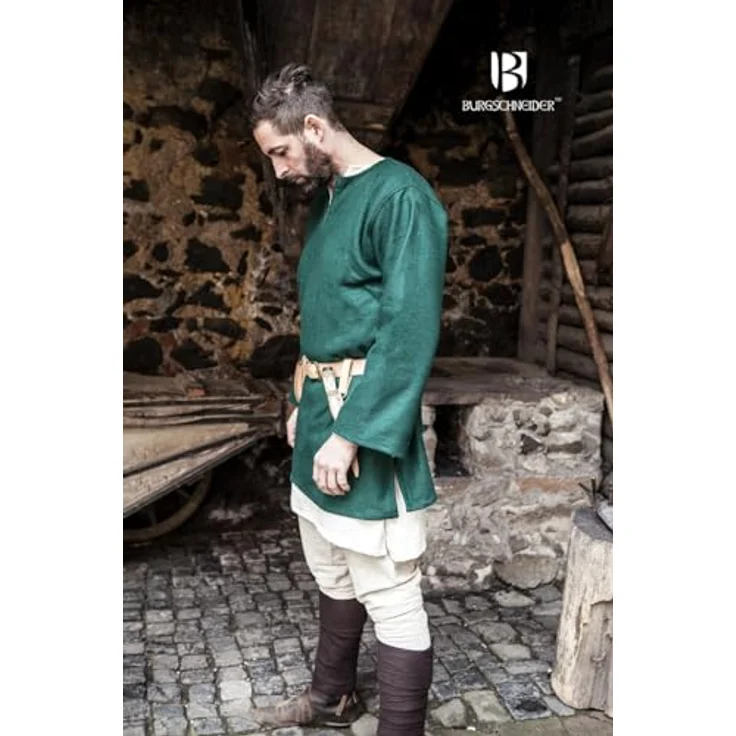 Burgschneider - Wolltunika Lodin - Grün (XXL, Unisex, Wolle) Historisch - Early Medieval, Viking – Bild 4