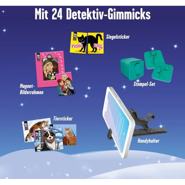 Kosmos 632557 Die drei !!! Adventskalender 2024, mit 24 Detektiv-Gimmicks, Spielzeug-Adventskalender für Kinder ab 8 Jahre – Bild 4