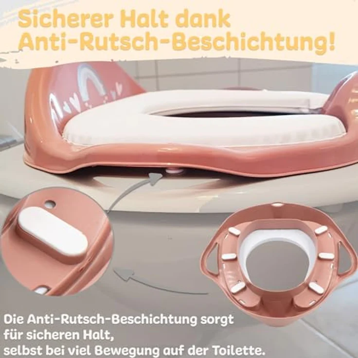 Babykajo Kinder Toilettensitz, abwaschbare Sitzpolsterung mit Griffen, Anti-Rutsch Beschichtung, geeignet für Kinder ab 2 Jahren – Bild 4