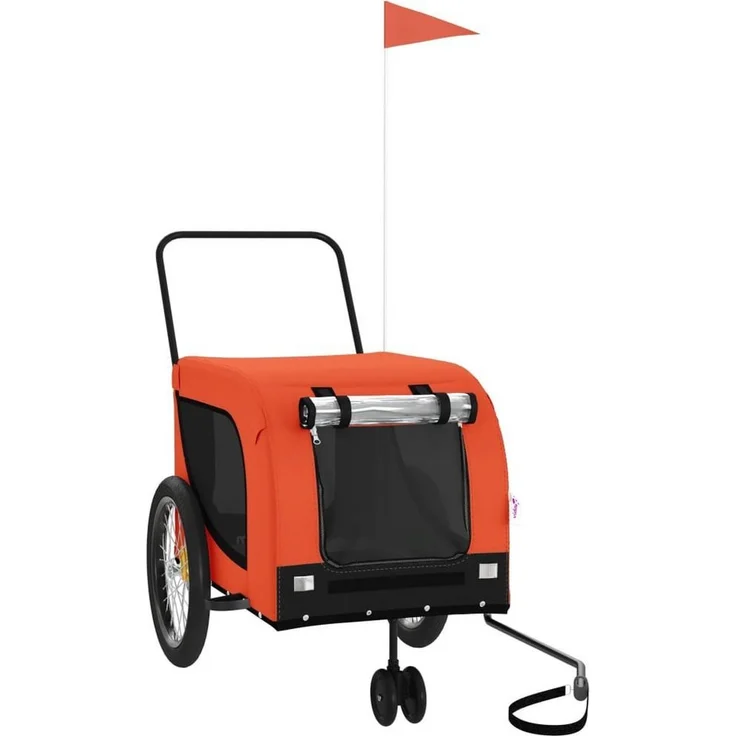 vidaXL Fahrradhundeanhänger Fahrradanhänger Hunde Orange und Schwarz Oxford-Gewebe & Eisen, robust mit PVC-Dach und Reflektoren – Bild 1