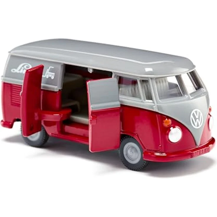 Siku VW T1 Transporter 1:50 Spielzeug-Auto, Metall/Kunststoff, Rot/Grau, Türen zum Öffnen, Anhängerkupplung – Bild 5