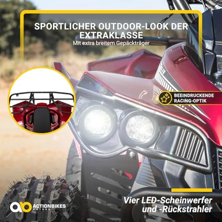 Kinder Quad ATV 125 cm S-10 + Rückwärtsgang rot lackiert – Bild 4