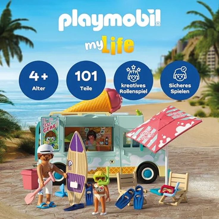 PLAYMOBIL Ice Cream Truck mit Surfshop, Spielzeug-Set für kreatives Spielen, ideal für Kinder ab 3 Jahren – Bild 2