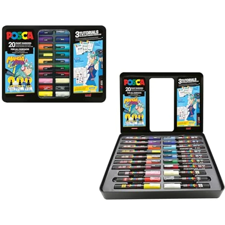 Posca Marker Set Manga Hero, 20-tlg. in Metallbox, 2.50 mm, wasserbasierte Pigmenttinte, drei Spitzenarten – Bild 3