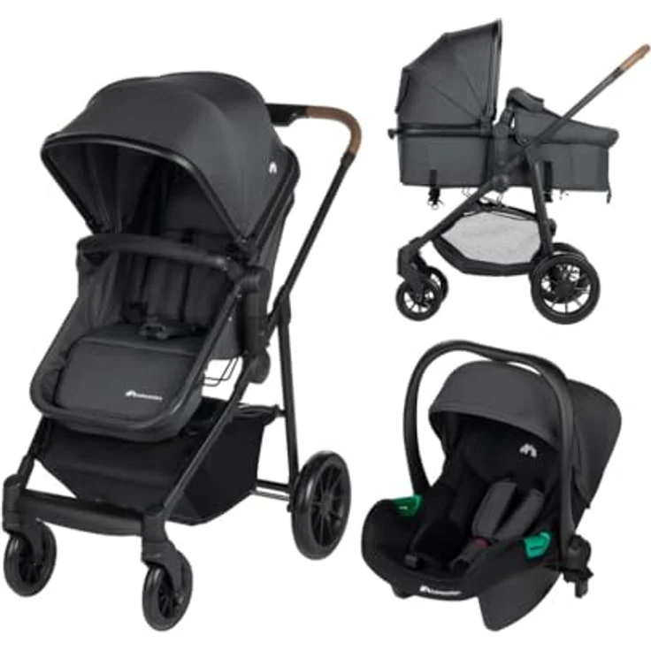 Bebeconfort Haze Trio, 3-in-1 Kombikinderwagen mit wendbarem 2-in-1-Sitz, Babyschale R129, leicht und kompakt, Mineral Graphite – Bild 1