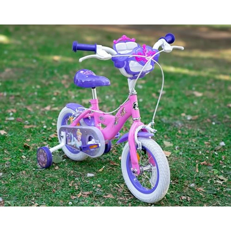 Huffy Disney Princess Kinderfahrrad, 12 Zoll, rosa mit abnehmbaren Stützrädern und Puppenträger – Bild 4