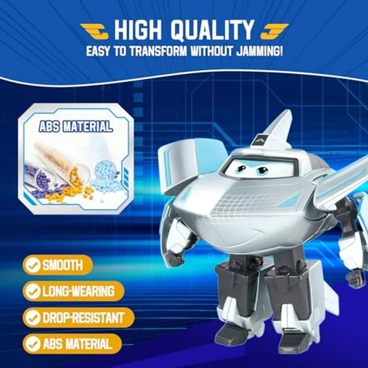 Super Wings Transformations-Flugzeug Supercharged Traver, 12,7 cm Spielzeug-Flugzeug und Roboterfigur für Kinder ab 3 Jahren, silber – Bild 4