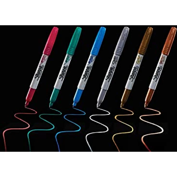 Sharpie Permanentmarker Metallic, 3er Set in Rubin, Smaragd und Saphir, wasserfeste Tinte, 1,4mm Rundspitze – Bild 2