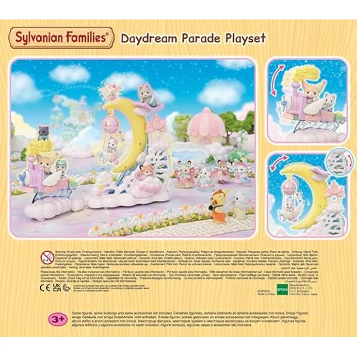 Sylvanian Families Magisches Luftschiff mit Milchkatzen-Babyfigur, inklusive beweglicher Figuren und Kombinationsmöglichkeit mit Regenbogenzug – Bild 3