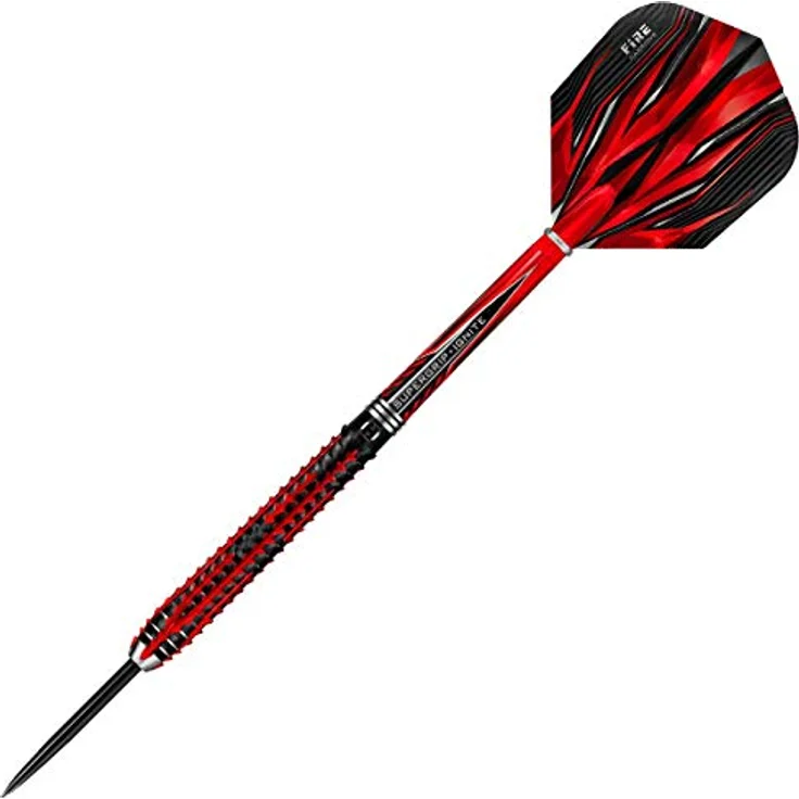 Harrows Fire Inferno, 90% Tungsten Steeldart mit 26g, konisch zulaufendes Barrel, schwarz-rotes PVD-Finish, Shark Grip – Bild 4