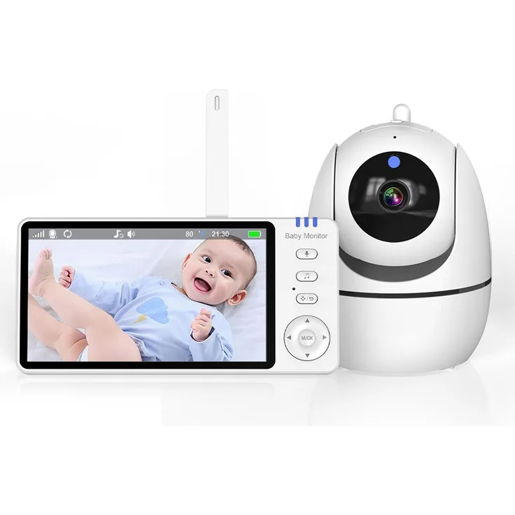 Fine Life Pro Babyphone mit Kamera 5 Zoll, 3500mAh, 300m Reichweite, IR-Nachtsicht, Temperaturüberwachung, Schlaflied-Wecker