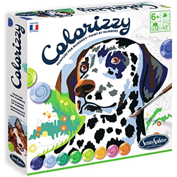 Sentosphère 3904510 Colorizzy, Malen nach Zahlen, Malset für Kinder, Hunde, Bastelset, Kreativ-Set, DIY