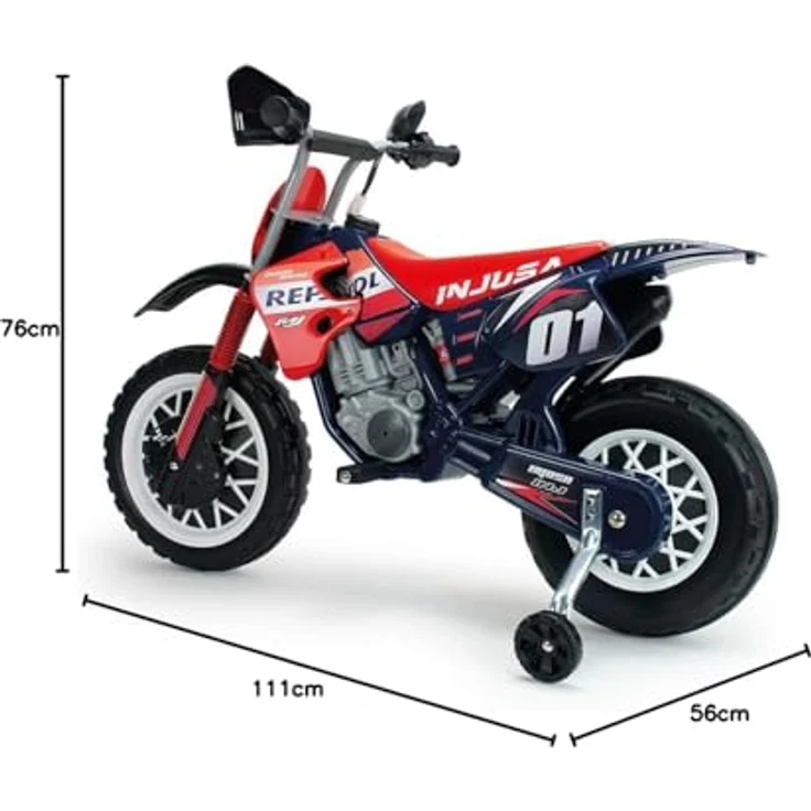 Injusa Repsol Elektromotorrad, Elektrofahrzeug für Kinder ab 3 Jahren mit Racing-Design, Stützrädern und Gaspedal – Bild 9