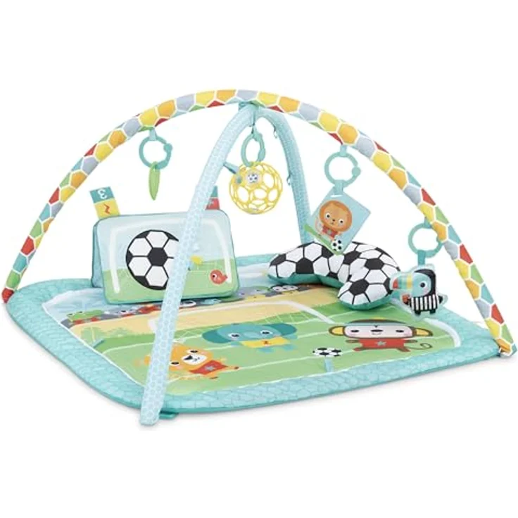 Bright Starts Grip & Kick Activity Gym, Spielbogen mit Licht- und Soundeffekt, abwaschbare Matte, 30 Melodien, für Neugeborene – Bild 2