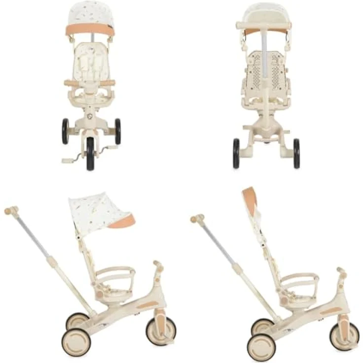 Byox Tricycle Juno 4 in 1, Dreirad mit drehbarem Sitz, Schiebegriff und Sonnendach, weiß beige, für Kinder ab 12 Monaten bis ca. 6 Jahre, max. 25 kg – Bild 3