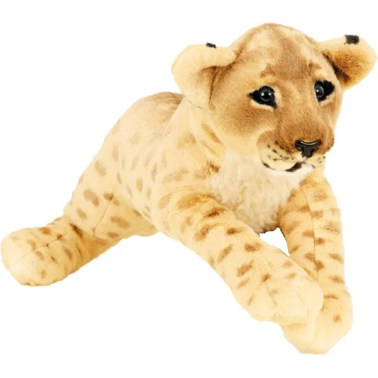 Geschenkestadl Löwe Baby XL Plüschtier, ca. 60 cm liegend, braun, kuscheliges Softtier aus 100 % Polyester