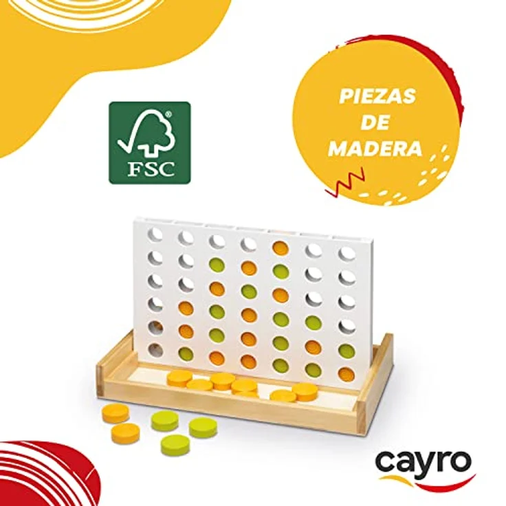 Cayro Hit 4, vertikales Brettspiel für 2 Spieler, 4 in einer Reihe, mit grünen und orange Chips, geeignet für Kinder ab 7 Jahren – Bild 3