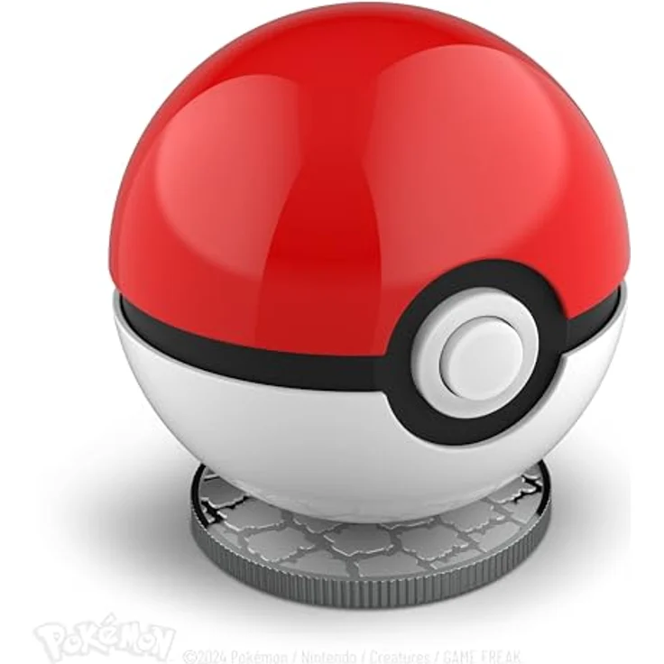 The Wand Company Pokémon - Mini Poké Ball, Druckguss-Replik mit LED-Beleuchtung und mattschwarzem Displayständer, 9 cm – Bild 4