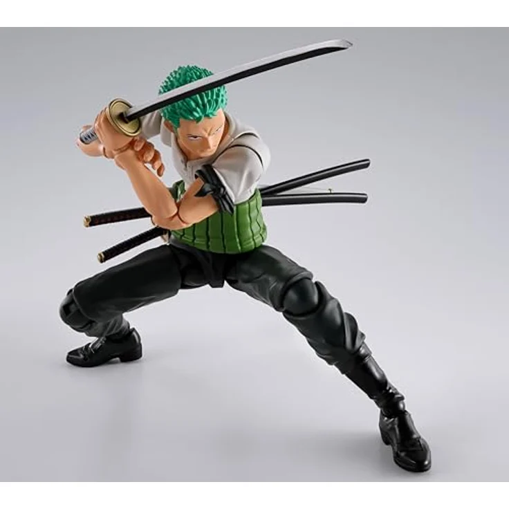Bandai Tamashii Nations One Piece S.H.Figuarts Roronoa Zoro Romance Dawn-Version, detailreiche Actionfigur, 15 cm, inkl. Zubehör – Bild 12