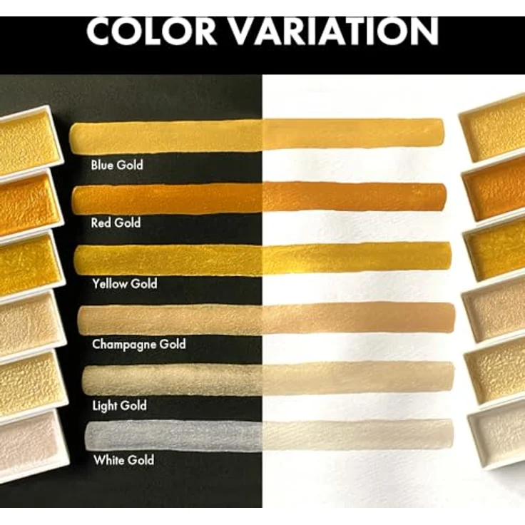 Kuretake Gansai Tambi Starry Colors Set, 6 Farben in Goldperle für Kalligraphie und Illustration – Bild 2