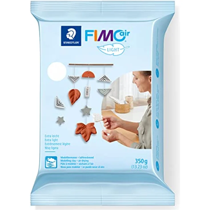 STAEDTLER lufttrocknende Modelliermasse FIMO air light, extra leicht, weiß, sofort gebrauchsfähig, kein Brennvorgang notwendig, 350g, angenehme Haptik, klebt nicht, 8130-0 – Bild 1