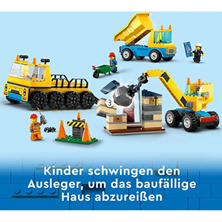 LEGO 60391 City Baufahrzeuge und Kran mit Abrissbirne, Spielzeug mit Bagger, Kipper und Transportfahrzeugen, Lernspielzeug für Kleinkinder ab 4 Jahren – Bild 4