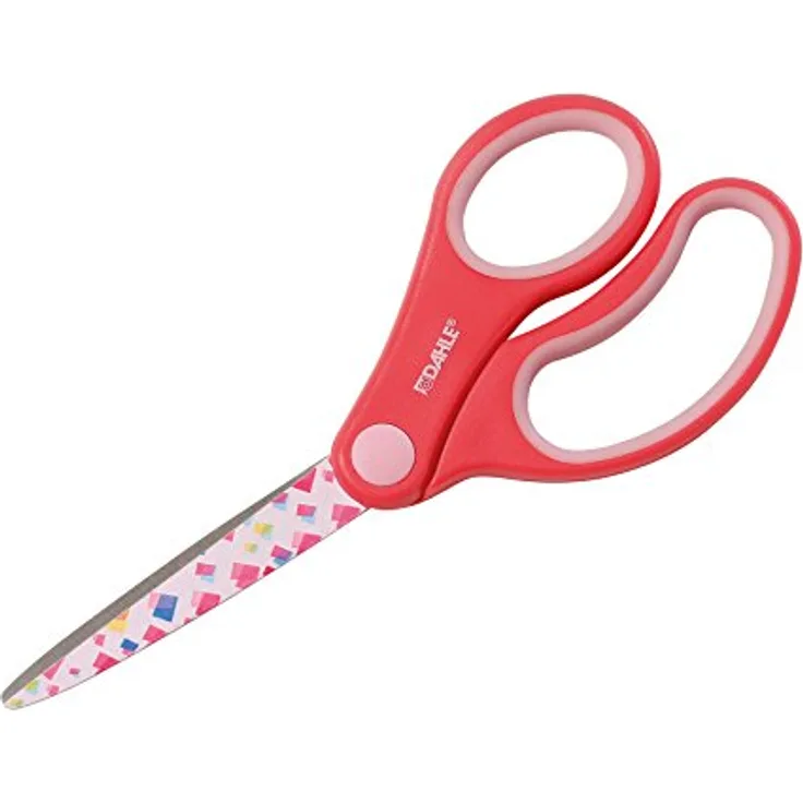 DAHLE Kinderschere KIDS, spitz 5,5 Zoll (14 cm), pink mit Confetti-Motiv, ergonomische Softgriffe aus Spezialstahl